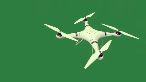A white drone on green background and flying screen Stock Footage 336971344