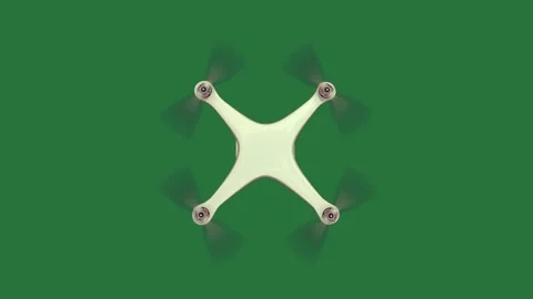 A white drone with propellers on green background and isolated isolated on Stock Footage 336893199