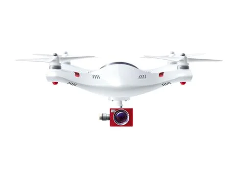 White Drone With Red Camera Stock Illustration