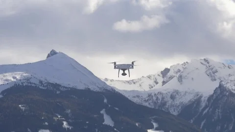 White drone in the snowy mountains Stock-Footage 82887829