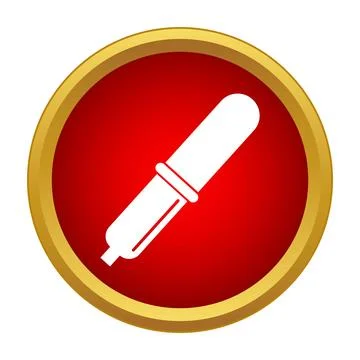 White dropper icon on a red circle with golden border Ilustração Stock
