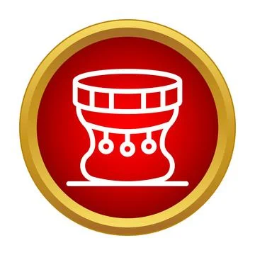 White drum icon on red and gold button Stock Illustration