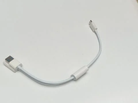 White dual USB to Type C adapter cable isolated on white Stock Photos