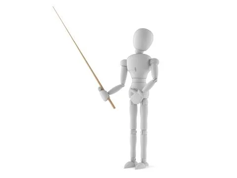 White dummy character with pointer stick Stock Illustration