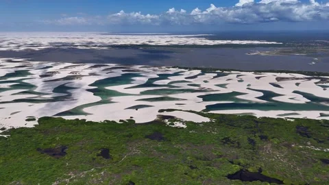 White Dune and Lagoon Mosaic Near Ponta Verde in Brazil Stock Footage 342444240