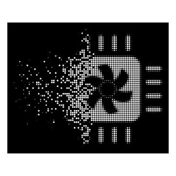 White Dust Dot Halftone CPU Cooler Icon Stock Illustration