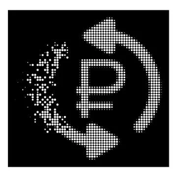 White Dust Pixel Halftone Refresh Rouble Balance Icon Stock Illustration