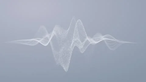 White dust wave audio frequency graph on light gray background. Sparkling p.. Stock Footage 339956943