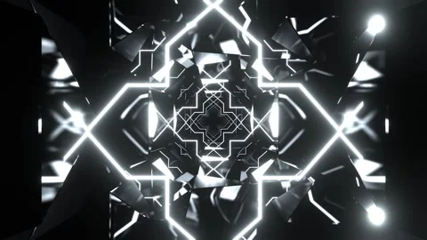 White Dynamic Bright Geometric Kaleidoscope Background VJ Loop in 4K Stock Footage 314366122