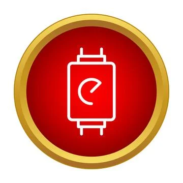 White e charger icon in red power button Stock Illustration