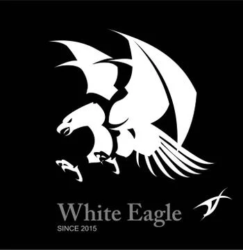 White eagle, Hawk, Falcon. WHITE TRIBAL EAGLE Stock Illustration