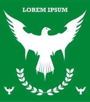 WHITE EAGLE OVER THE GREEN BACKGROUND Stock Illustration
