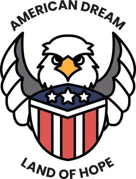 A white eagle with a shield on its chest Illustrazione stock