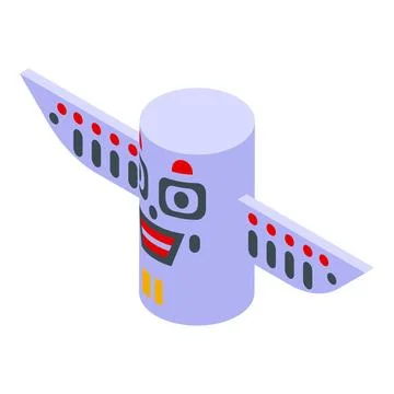 White eagle totem icon isometric vector. Stone american Stock Illustration