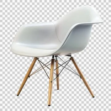 White-eames-inspired-chair-on-a-white-background (1) Stock Photos