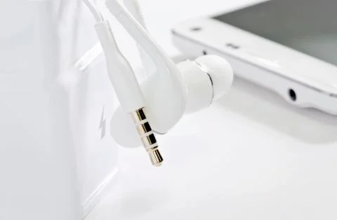 White earphone jack Stock Photos