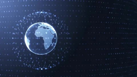 White earth data code visual glowing globe, binary number field, and deep digita Stock Footage 340526379