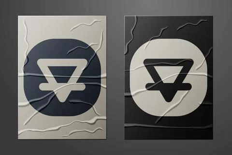 White Earth element of the symbol alchemy icon isolated on crumpled paper Illustrazione stock