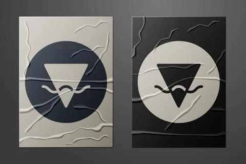 White Earth element of the symbol alchemy icon isolated on crumpled paper b.. Stock Illustration