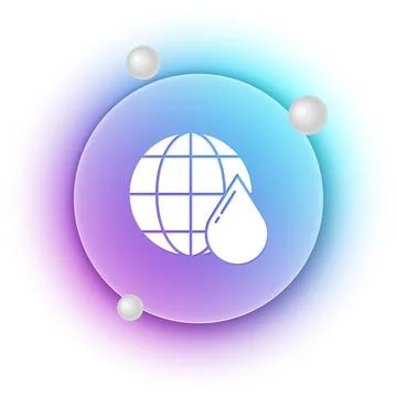 White Earth planet in water drop icon isolated on white background. Saving .. Stock Illustration