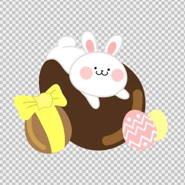 White easter bunny on a chocolate egg Stock Illustration