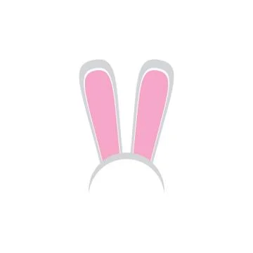 White easter bunny funky mask with rabbit ears isolated on white background Stock Illustration