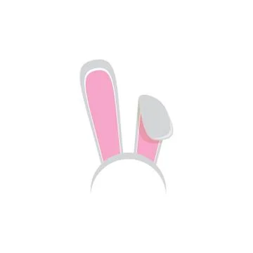 White easter bunny funky mask with rabbit ears isolated on white background Stock Illustration