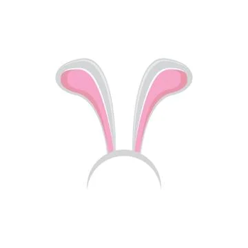 White easter bunny funky mask with rabbit ears isolated on white background Stock Illustration