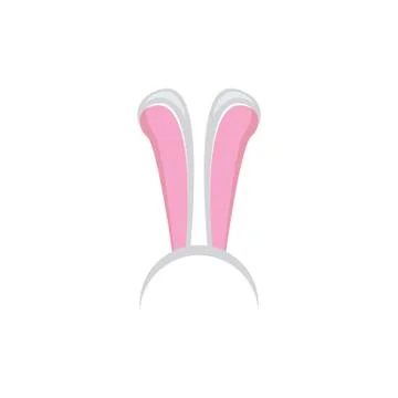 White easter bunny funky mask with rabbit ears isolated on white background Stock Illustration