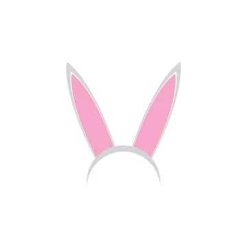 White easter bunny funky mask with rabbit ears isolated on white background Stock Illustration