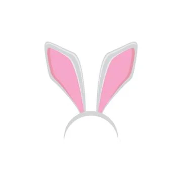 White easter bunny funky mask with rabbit ears isolated on white background Stock Illustration