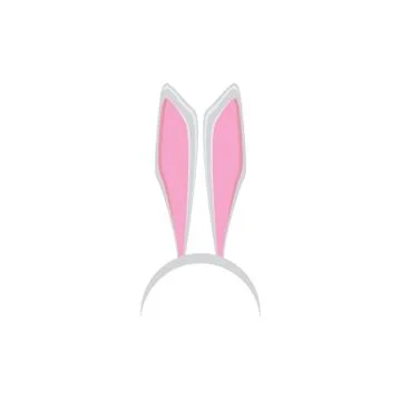White easter bunny funky mask with rabbit ears isolated on white background Stock Illustration