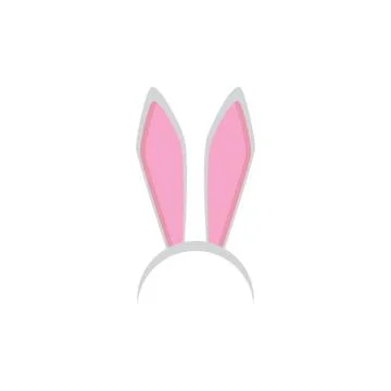White easter bunny funky mask with rabbit ears isolated on white background Stock Illustration