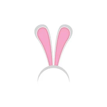 White easter bunny funky mask with rabbit ears isolated on white background Stock Illustration