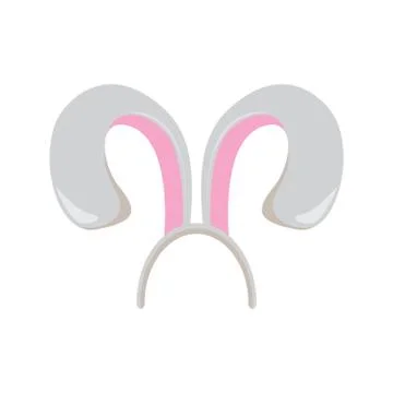 White easter bunny funky mask with rabbit ears isolated on white background Stock Illustration