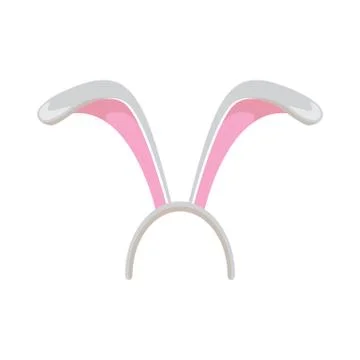 White easter bunny funky mask with rabbit ears isolated on white background Stock Illustration