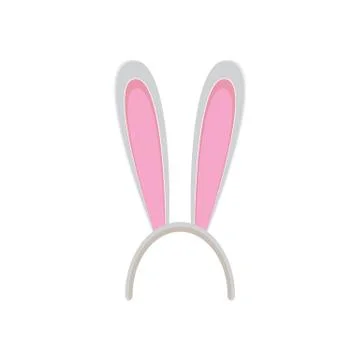 White easter bunny funky mask with rabbit ears isolated on white background Stock Illustration