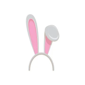 White easter bunny funky mask with rabbit ears isolated on white background Illustrazione stock