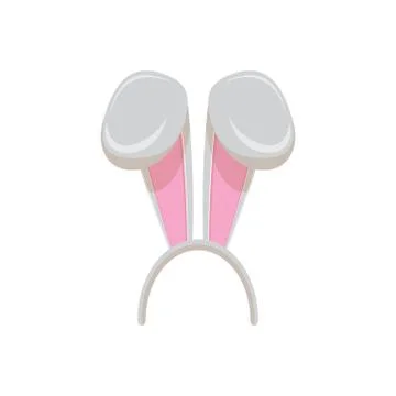 White easter bunny funky mask with rabbit ears isolated on white background Stock Illustration