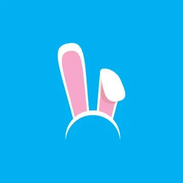 White easter bunny funky mask with rabbit ears isolated on blue background Stock Illustration