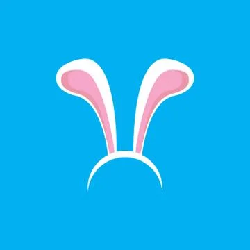 White easter bunny funky mask with rabbit ears isolated on blue background 库存插图