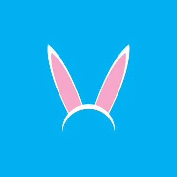 White easter bunny funky mask with rabbit ears isolated on blue background Stock Illustration