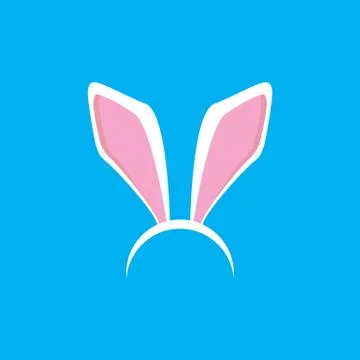 White easter bunny funky mask with rabbit ears isolated on blue background 库存插图