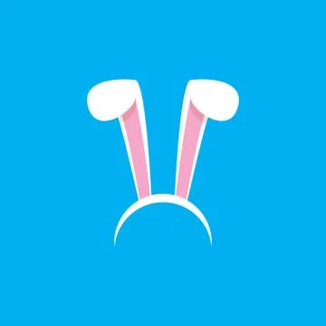 White easter bunny funky mask with rabbit ears isolated on blue background Stock Illustration
