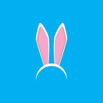 White easter bunny funky mask with rabbit ears isolated on blue background Illustrazione stock