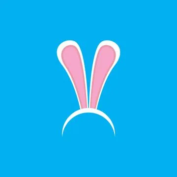 White easter bunny funky mask with rabbit ears isolated on blue background Illustrazione stock