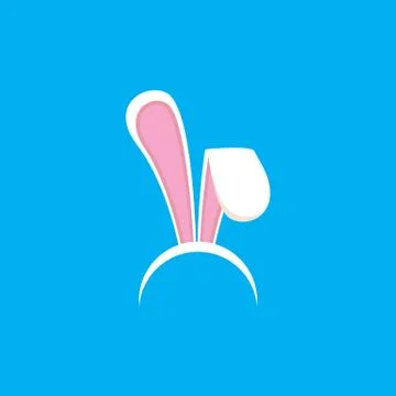 White easter bunny funky mask with rabbit ears isolated on blue background 库存插图