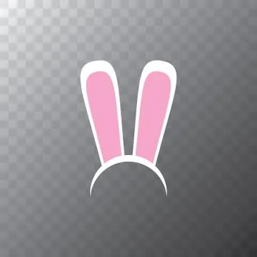 White easter bunny funky mask with rabbit ears isolated on transparent Illustrazione stock