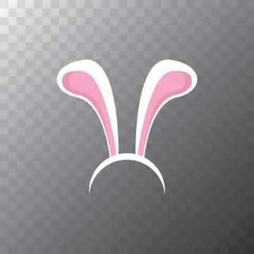 White easter bunny funky mask with rabbit ears isolated on transparent Illustrazione stock