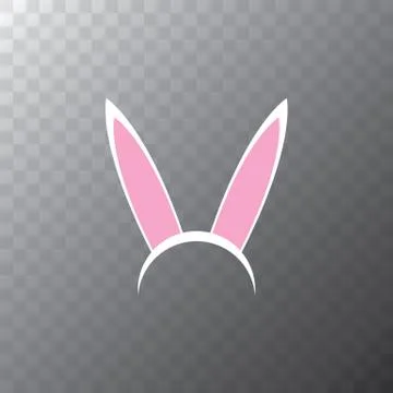 White easter bunny funky mask with rabbit ears isolated on transparent Illustrazione stock
